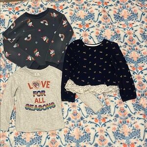 Three long sleeve tops size little girls  6 & 6-6x